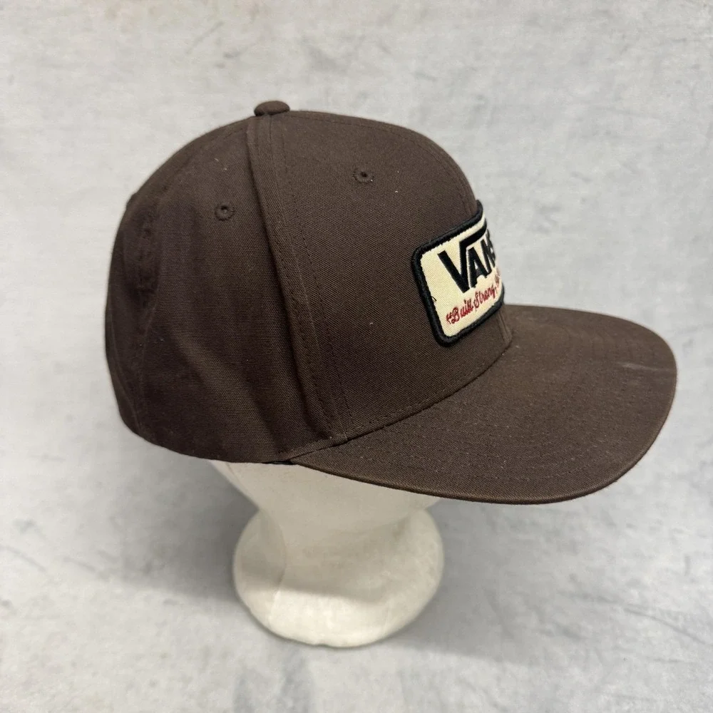 Vans Hat Cap Snap Back One Size Brown Twill Patch Built Strong Cali‎ Casual Mens